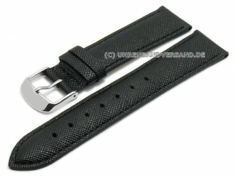 Watch strap 20mm black leather with Saffiano structure (width of buckle 18 mm) - Bild vergr��ern 