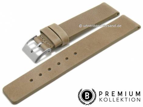 Watch strap 18mm beige leather vintage look smooth without stitching by PEBRO Premium (width of buckle 18 mm) - Bild vergrern 