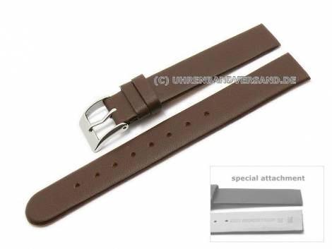 Watch strap 14mm dark brown calf leather special lug end for screwed casings (width of buckle 14 mm) - Bild vergrern 