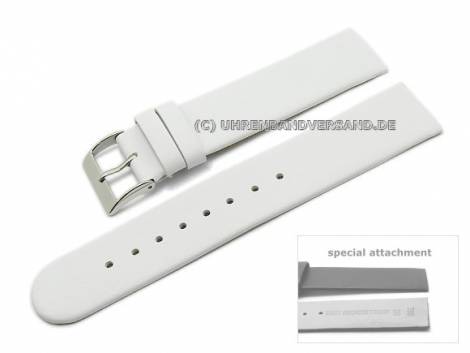 Watch strap XL 20mm white calfs leather special lug ends for screwed casings (width of buckle 20 mm) - Bild vergrern 