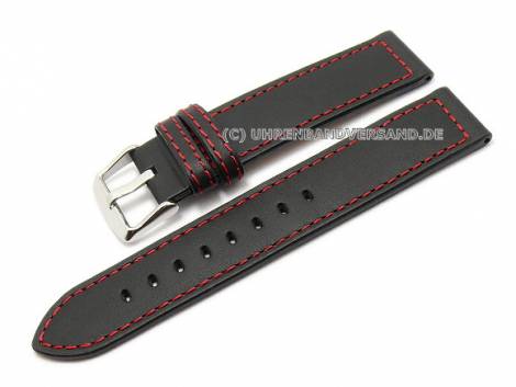 Watch strap 22mm black calf�s leather red stitching (width of buckle 22 mm) - Bild vergr��ern 