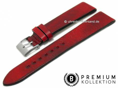 Watch strap 20mm red leather vintage look hand polished by PEBRO Premium (width of buckle 16 mm) - Bild vergr��ern 