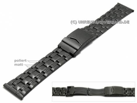 Watch strap 22mm anthracite/black stainless steel folded partly polished with security clasp - Bild vergr��ern 