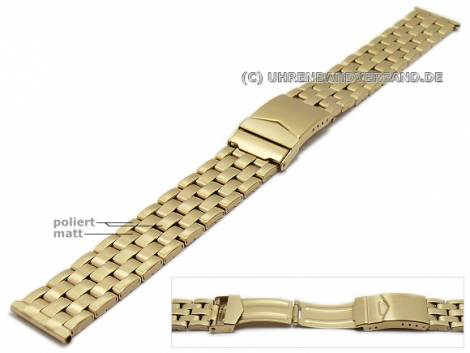 Watch strap XL 22mm golden stainless steel folded with clasp - Bild vergr��ern 