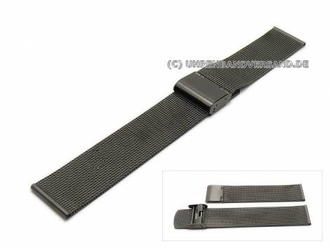 Watch strap 18mm anthracite/black mesh fine structure with security clasp - Bild vergr��ern 