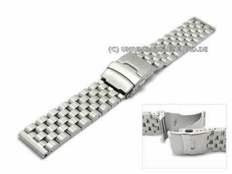 Watch strap 20mm stainless steel solid brushed with security clasp - Bild vergrern 