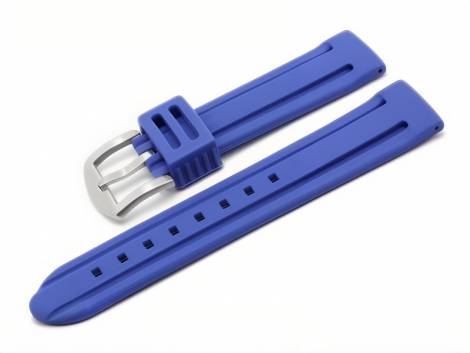 Watch strap -Bozen- 24mm blue silicone matt with 2 grooves (width of buckle 22 mm) - Bild vergr��ern 