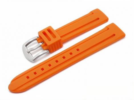 Watch strap -Bozen- 20mm orange silicone matt with 2 grooves (width of buckle 18 mm) - Bild vergr��ern 