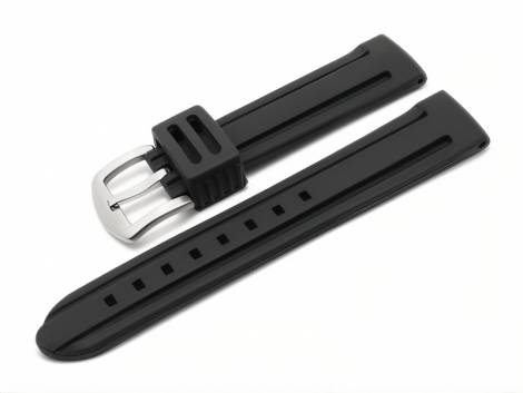 Watch strap -Bozen- 24mm black silicone matt with 2 grooves (width of buckle 22 mm) - Bild vergr��ern 