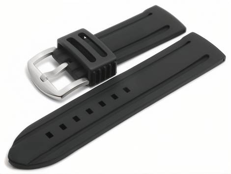 Watch strap -Bozen- 28mm black silicone matt with 2 grooves (width of buckle 26 mm) - Bild vergr��ern 