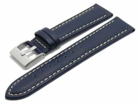 Watch strap -Puebla- 24mm blue Lorica microfiber matte light stitching (width of buckle 22 mm) - Bild vergr��ern 