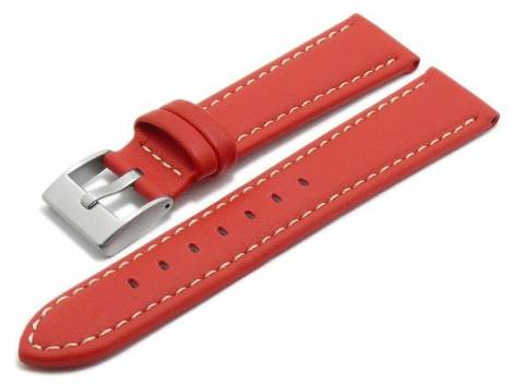 Watch strap -Puebla- 24mm red Lorica microfiber matte light stitching (width of buckle 22 mm) - Bild vergr��ern 