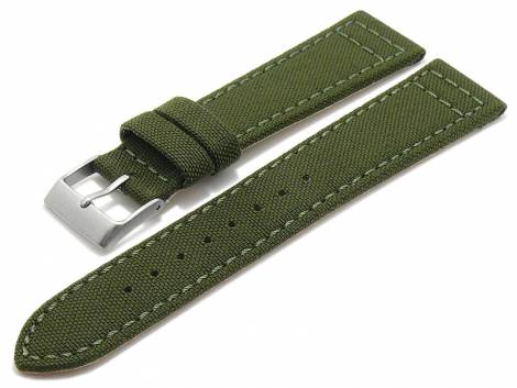 Watch strap -Tijuana- 18mm oliv green Cordura (textile) stitched underside Lorica (width of buckle 16 mm) - Bild vergr��ern 