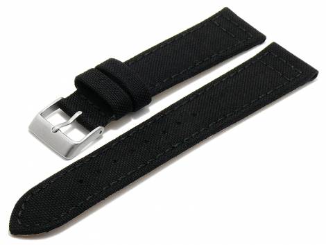 Watch strap -Tijuana- 18mm black Cordura (textile) stitched underside Lorica (width of buckle 16 mm) - Bild vergr��ern 