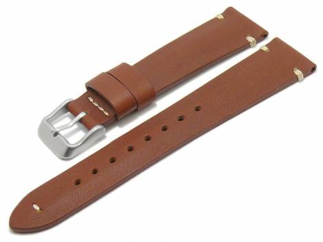 Watch strap -Ravenwood- 22mm light brown HORWEEN leather vintage look matt light stitching (width of buckle 20 mm) - Bild vergr��ern 
