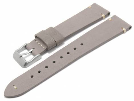 Watch strap -Ravenwood- 22mm grey HORWEEN leather vintage look matt light stitching (width of buckle 20 mm) - Bild vergr��ern 