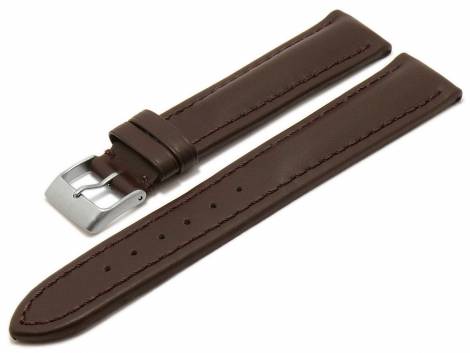 Watch strap -Mantua- 22mm dark brown leather smooth stitched (width of buckle 20 mm) - Bild vergr��ern 