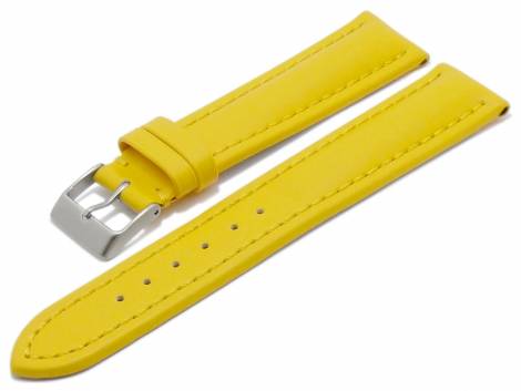 Watch strap -Mantua- 18mm yellow leather smooth stitched (width of buckle 16 mm) - Bild vergr��ern 
