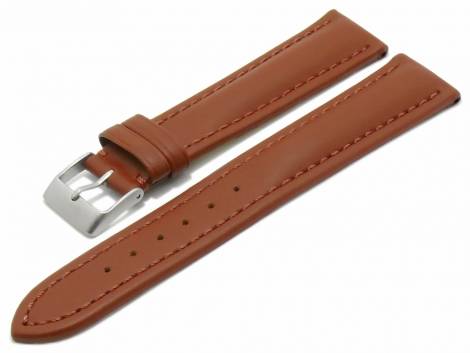 Watch strap -Mantua- 18mm red brown leather smooth stitched (width of buckle 16 mm) - Bild vergr��ern 
