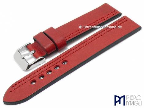 Basic-watch strap 20mm red leather robust asymmetric double stitching (width of buckle 20 mm) - Bild vergr��ern 