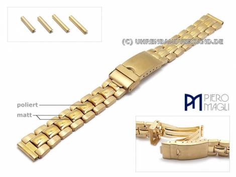 Watch strap stainless steel 14-18mm golden multiple ends with security clasp by Piero Magli - Bild vergr��ern 