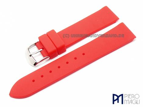 Watch band -Caucho Liso- 20mm red rubber smooth surface by Piero Magli (width of buckle 18 mm) - Bild vergr��ern 