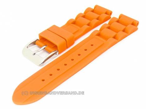Watch band -Silicona CRT- 18mm orange silicone with structured surface by Piero Magli (width of buckle 20 mm) - Bild vergr��ern 