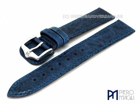 Watch band 16mm dark blue genuine buffalo grained surface by Piero Magli (width of buckle 14 mm) - Bild vergr��ern 