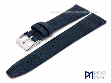 Watch band -Bisonte Clasico- 18mm dark blue leather grained by Piero Magli (width of buckle 16 mm) - Bild vergr��ern 