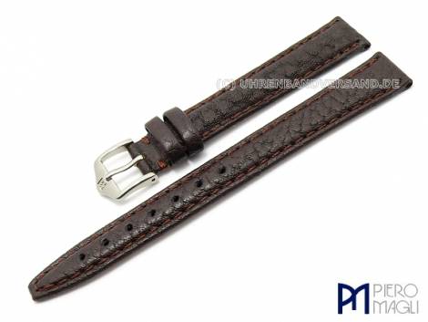 Watch band -Bisonte XL- 12mm dark brown bison grain by Piero Magli (width of buckle 10 mm) - Bild vergr��ern 