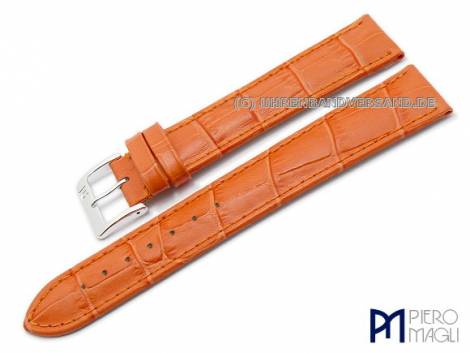 Watch band -Alligator super long- XL 20mm orange allig. grain Piero Magli (width of buckle 18 mm) - Bild vergr��ern 