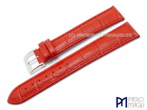 Watch band -Alligator super long- XL 18mm red allig. grain by Piero Magli (width of buckle 16 mm) - Bild vergr��ern 