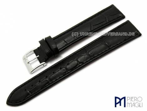 Watch band -Alligator super long- XL 24mm black allig. grain by Piero Magli (width of buckle 22 mm) - Bild vergr��ern 