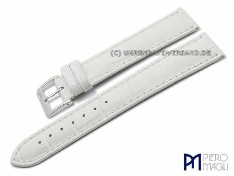 Watch band -Alligator super long- XL 24mm white allig. grain Piero Magli (width of buckle 22 mm) - Bild vergr��ern 