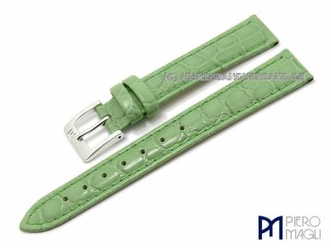 Watch band 14mm light green croco grain silk-matt stitched by Piero Magli (width of buckle 12 mm) - Bild vergr��ern 