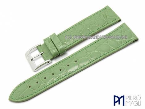 Watch band 18mm light green croco grain silk-matt stitched by Piero Magli (width of buckle 16 mm) - Bild vergr��ern 