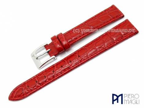 Watch band 14mm red croco grain silk-matt stitched by Piero Magli (width of buckle 12 mm) - Bild vergr��ern 
