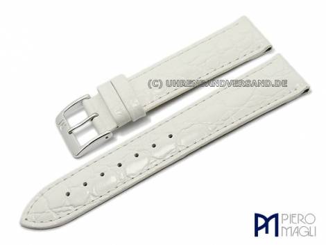 Watch band 18mm white croco grain silk-matt stitched by Piero Magli (width of buckle 16 mm) - Bild vergr��ern 
