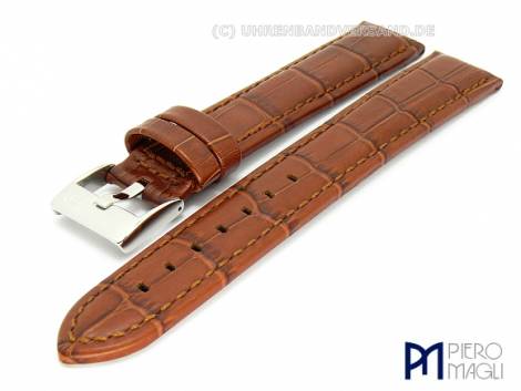 Watch band XL -Crocco Grain- 18mm auburn alligator grain by Piero Magli (width of buckle 16 mm) - Bild vergr��ern 