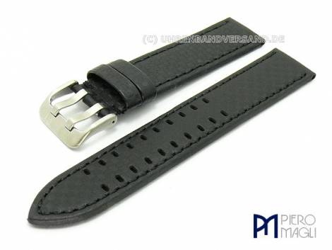 Watch band -Carbon Fiber- 18mm black stitched genuine Leather in Carbon-Look by Piero Magli - Bild vergr��ern 