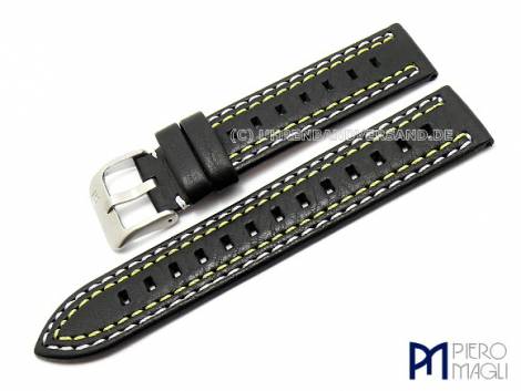 Watch band -Dakota Sport- 24mm black double coloured stitching Piero Magli (width of buckle 24 mm) - Bild vergr��ern 
