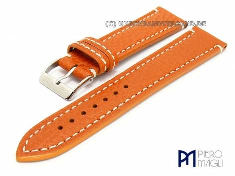 Watch band -Becerro Sport- 22mm orange leather light stitching Piero Magli (width of buckle 20 mm) - Bild vergr��ern 
