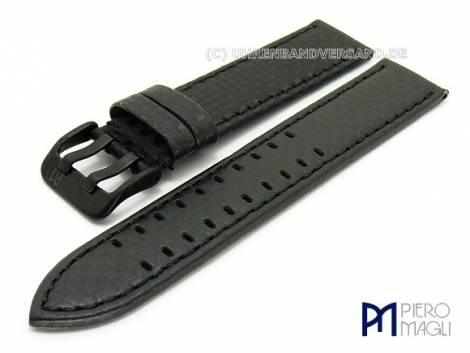 Watch band -Carbon Fiber BB- 22mm black stitched black buckle in Carbon-Look by Piero Magli - Bild vergr��ern 