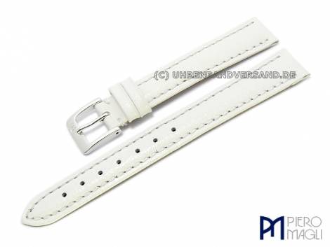 Watch band -Femina- 12mm white grained surface robust by Piero Magli (width of buckle 10 mm) - Bild vergr��ern 
