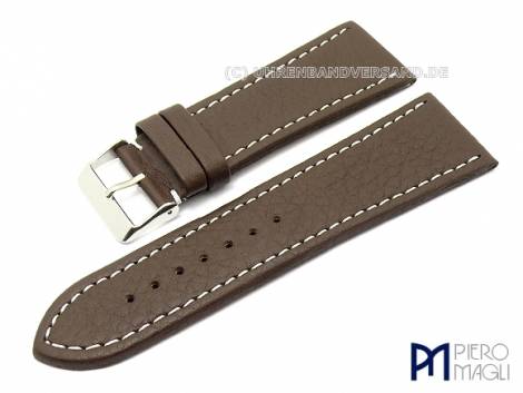 Watch band 30mm -Karabu Large- dark brown leather white stitched Piero Magli (width of buckle 26 mm) - Bild vergr��ern 