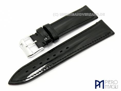 Watch band -Charol- 22mm black patent leather stitched by Piero Magli (width of buckle 20 mm) - Bild vergr��ern 