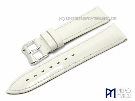Watch band -Charol- 22mm white patent leather stitched by Piero Magli (width of buckle 20 mm) - Bild vergr��ern 