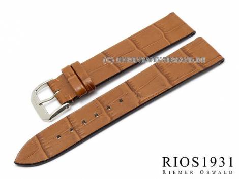 Watch strap XS -Miami- 18mm light brown alligator grain by RIOS (width of buckle 16 mm) - Bild vergr��ern 
