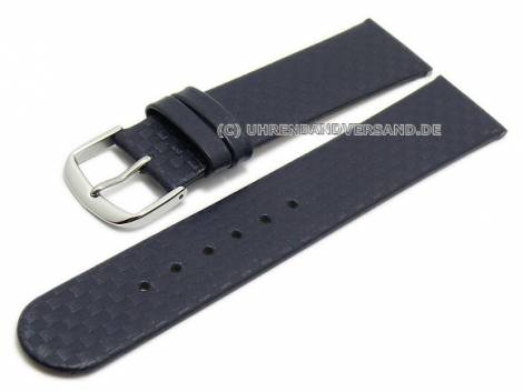 Watch strap -Carbon Magic- 18mm dark blue leather carbon look thin (width of buckle 16 mm) - Bild vergr��ern 
