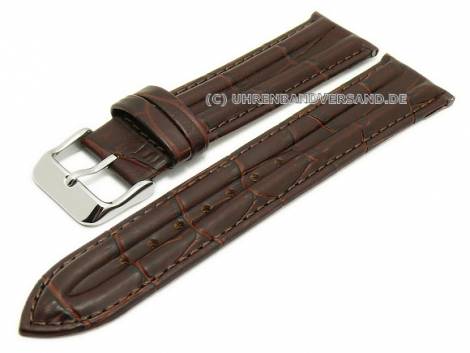 Watch strap -Wildkroko Chrono- 20mm dark brown leather alligator grain stitched (width of buckle 18 mm) - Bild vergr��ern 
